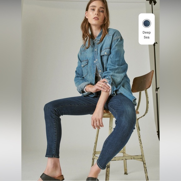 Lucky Brand Women's Ava Mid Rise Skinny Leg Denim Jeans Dark Wash Blue Size 12 - Picture 7 of 13